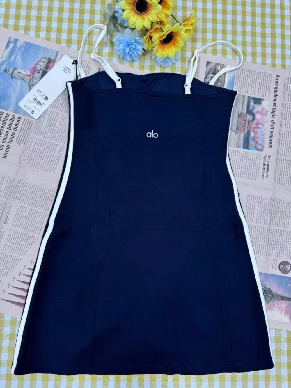 ALO Yoga Navy Mini Dress with White Piping